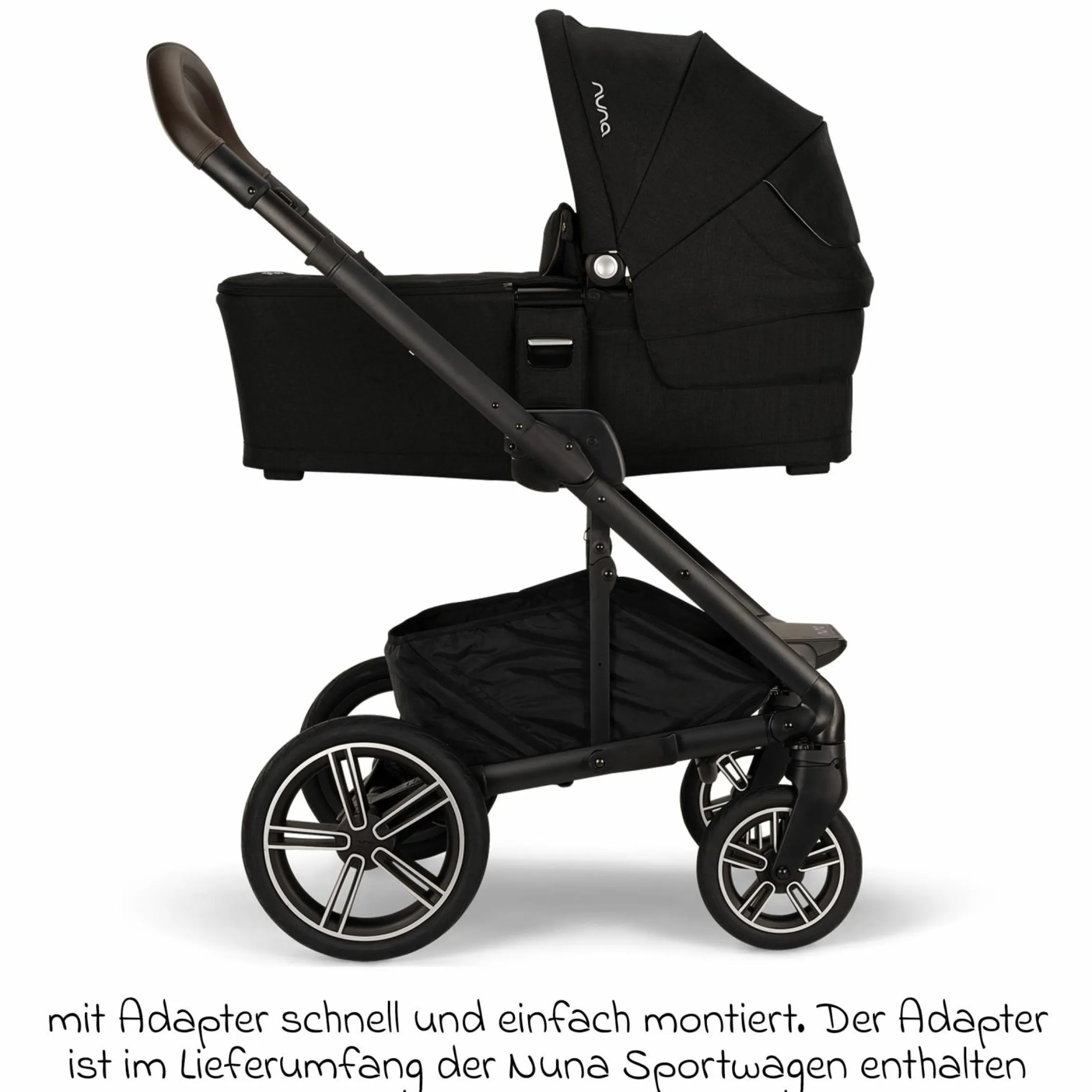 Babywanne MIXX next ab Geburt bis 9 Monate mit Sichtschutz, Belüftungsfenster inkl. Matratze & Regenschutz - Caviar - Kollektion 2025