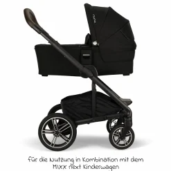 Babywanne MIXX next ab Geburt bis 9 Monate mit Sichtschutz, Belüftungsfenster inkl. Matratze & Regenschutz - Caviar - Kollektion 2025