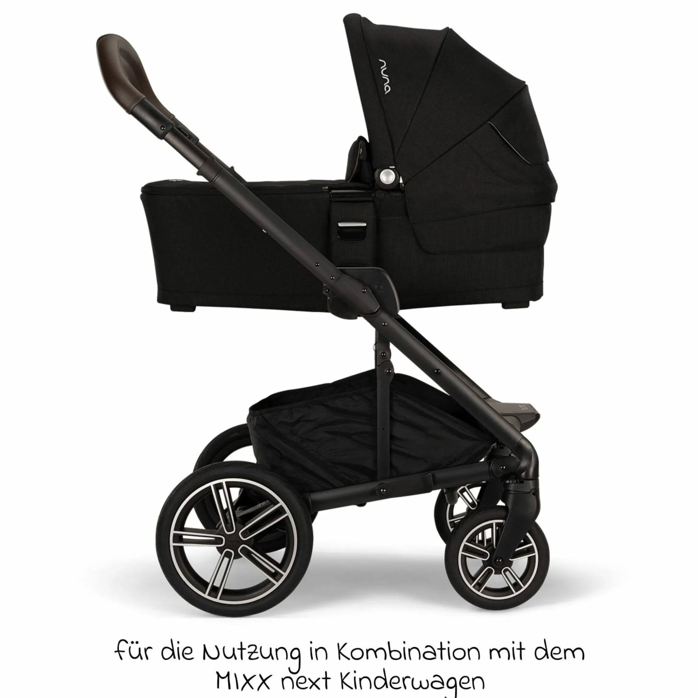 Babywanne MIXX next ab Geburt bis 9 Monate mit Sichtschutz, Belüftungsfenster inkl. Matratze & Regenschutz - Caviar - Kollektion 2025