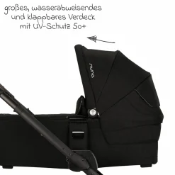 Babywanne MIXX next ab Geburt bis 9 Monate mit Sichtschutz, Belüftungsfenster inkl. Matratze & Regenschutz - Caviar - Kollektion 2025