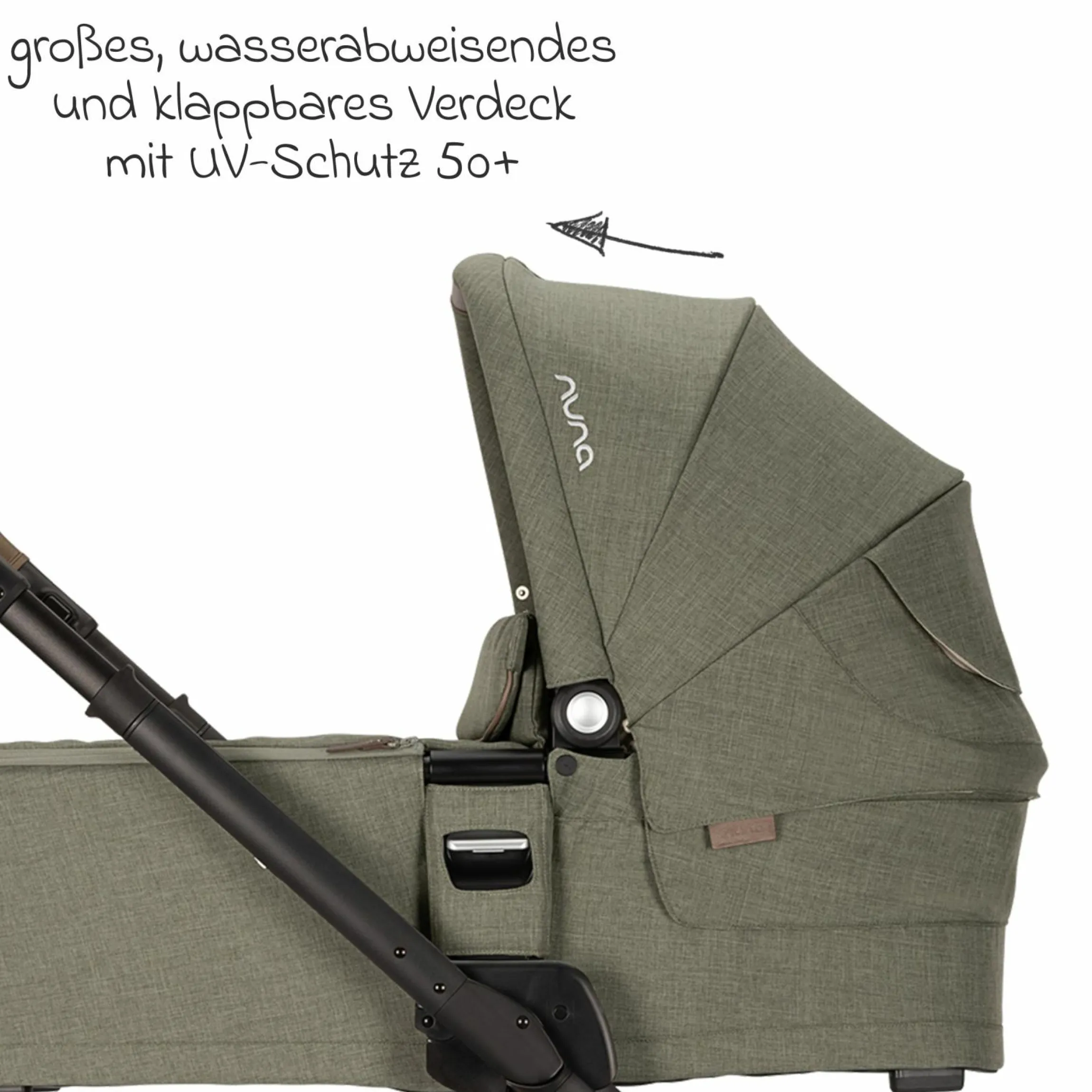 Babywanne MIXX next ab Geburt bis 9 Monate mit Sichtschutz, Belüftungsfenster inkl. Matratze & Regenschutz - Pine - Kollektion 2025
