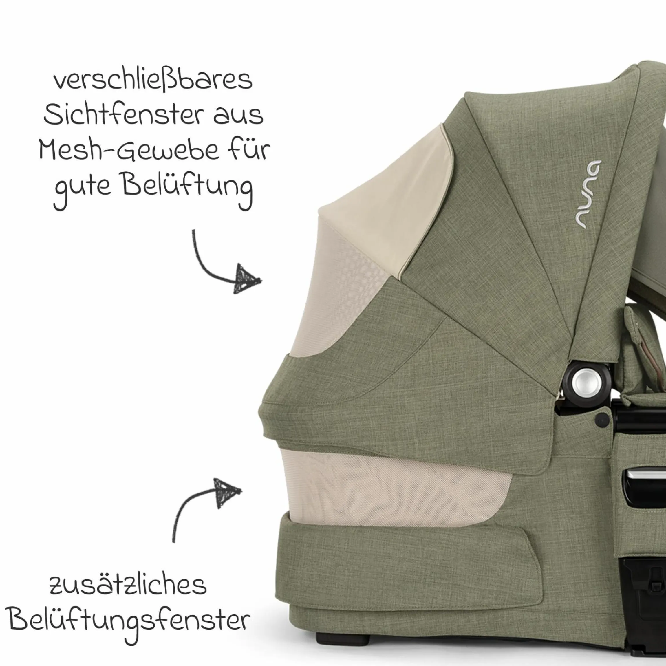 Babywanne MIXX next ab Geburt bis 9 Monate mit Sichtschutz, Belüftungsfenster inkl. Matratze & Regenschutz - Pine - Kollektion 2025