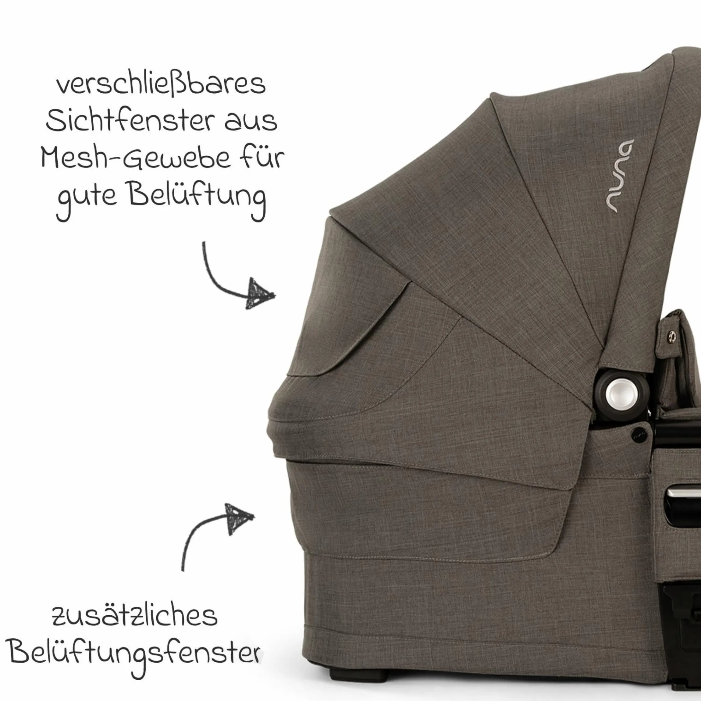 Babywanne MIXX next ab Geburt bis 9 Monate mit Sichtschutz, Belüftungsfenster inkl. Matratze & Regenschutz - Thunder - Kollektion 2025