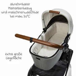 Babywanne Ramble XL ab Geburt - 9 Monate für Vinca, Aeria, Finiti, Parcel inkl. Regenschutz & Windschutz - Signature - Oyster