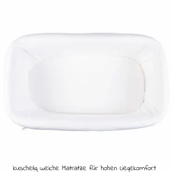 Babywiege / Stubenbett Rattan 80x40 mit Schaukelkufen inkl. Matratze + Nestchen - Ecru