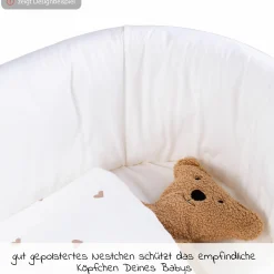 Babywiege / Stubenbett Rattan 80x40 mit Schaukelkufen inkl. Matratze + Nestchen - Ecru