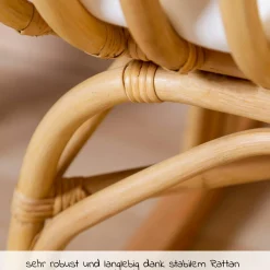 Babywiege / Stubenbett Rattan 80x40 mit Schaukelkufen inkl. Matratze + Nestchen - Ecru
