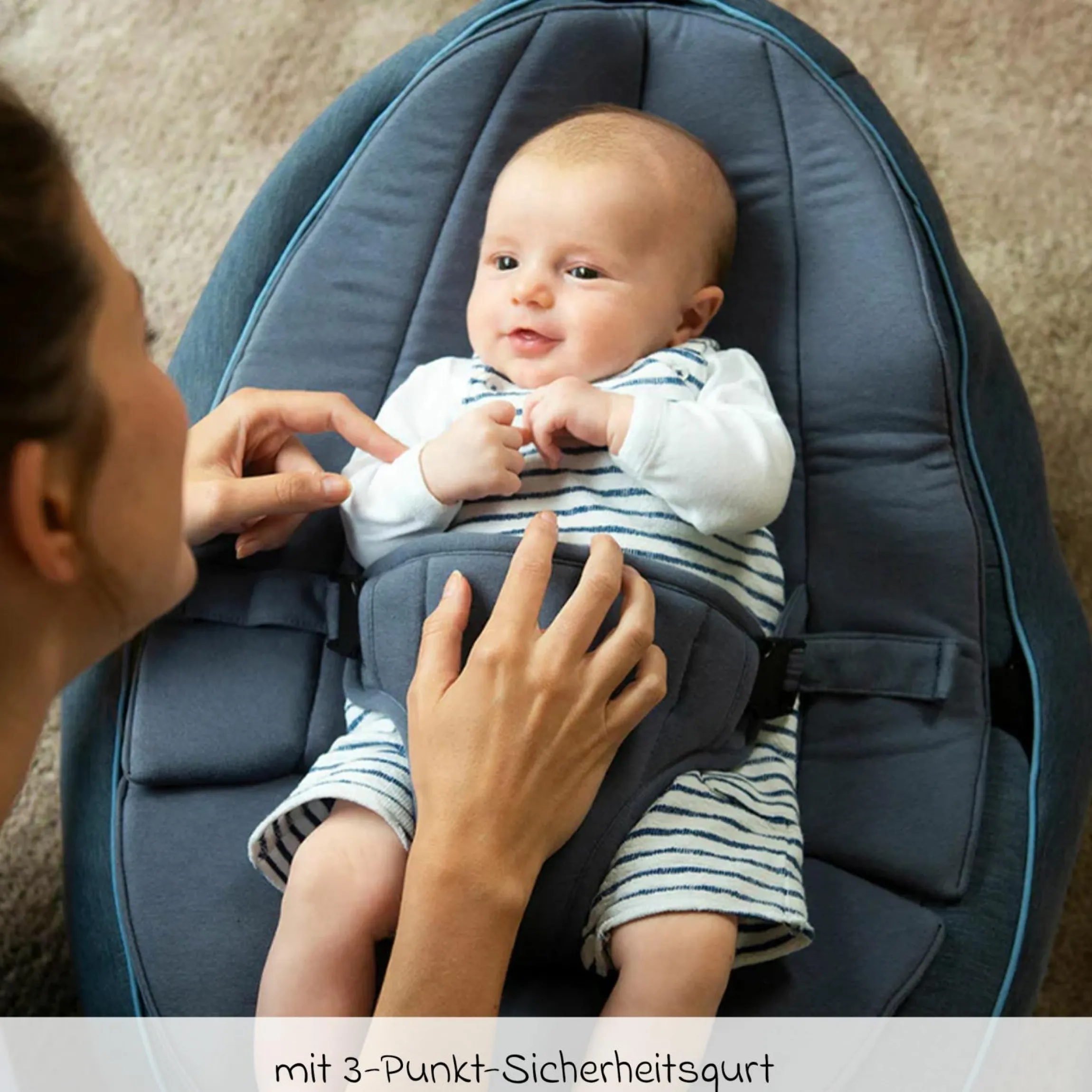 Babywippe / Babysitzsack mit Schaukelfunktion Seat`n Swing - Blue