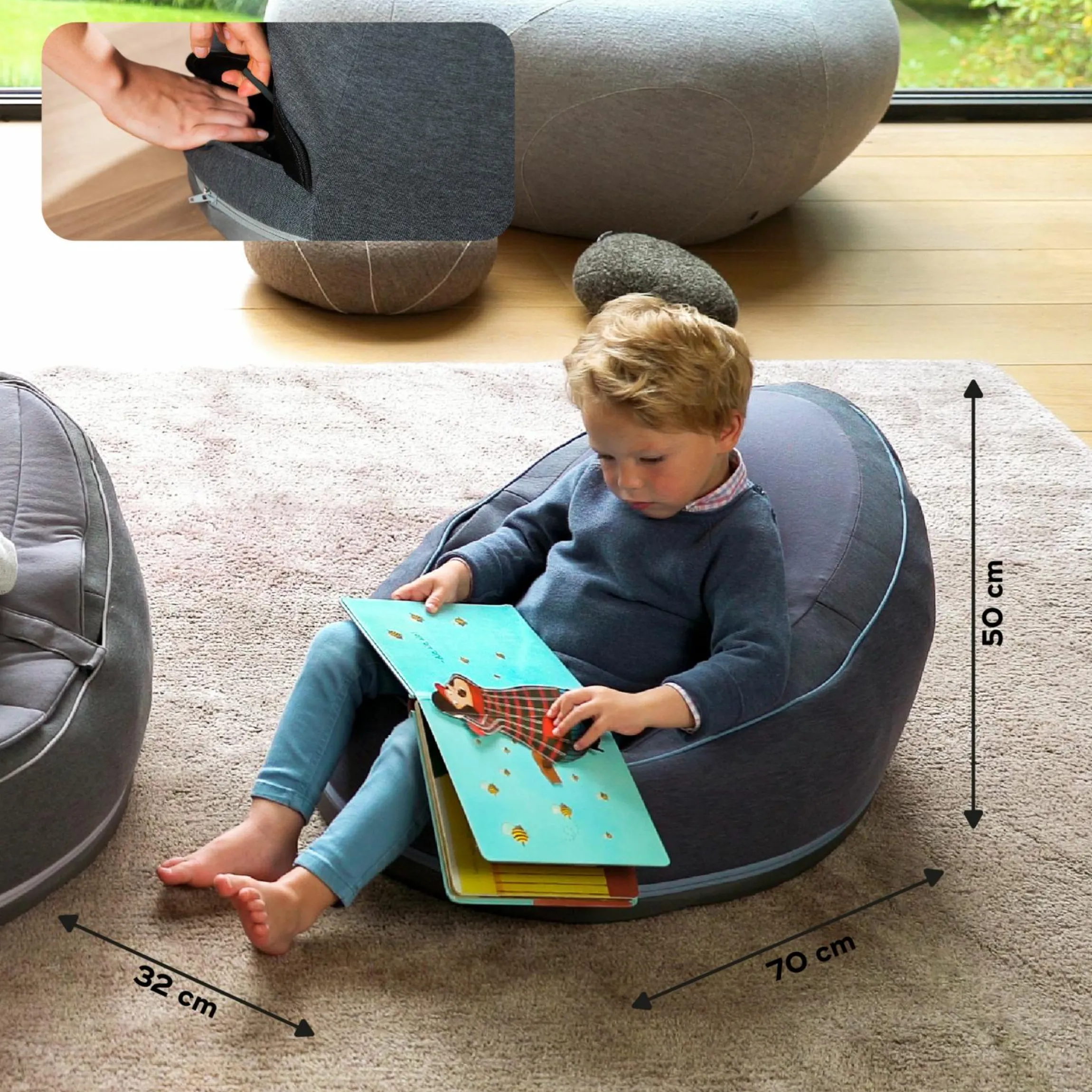 Babywippe / Babysitzsack mit Schaukelfunktion Seat`n Swing - Blue