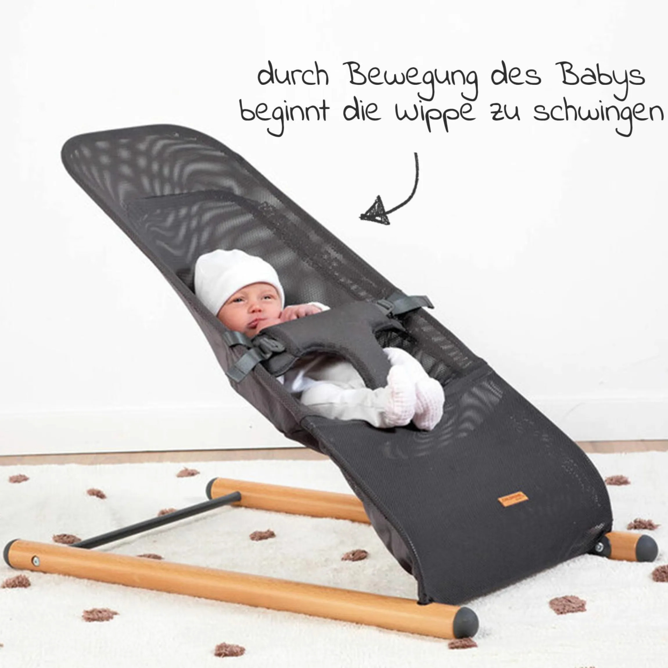 Babywippe Evolux ab der Geburt nutzbar Gewicht nur 3,8 kg - Natur Anthrazit