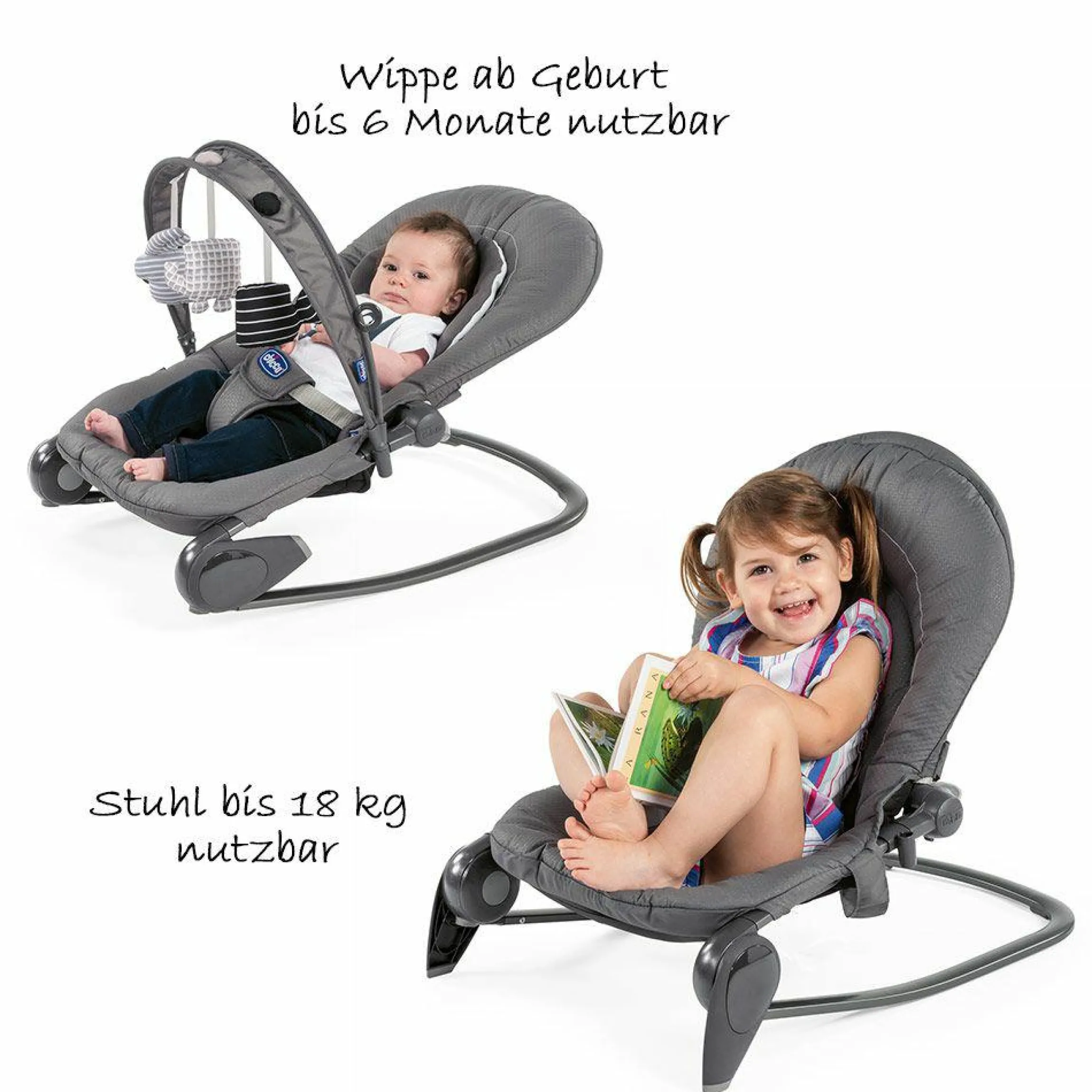 Babywippe Hoppla - Moon Grey