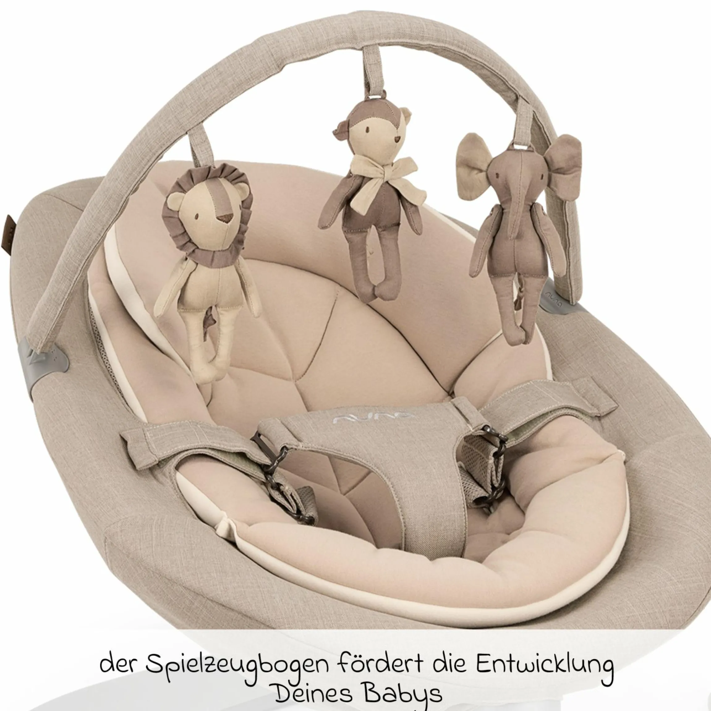 Babywippe LEAF grow ab Geburt - 60 kg inkl. Spielbügel mit 3 Spielfiguren - Biscotti - Kollektion 2025