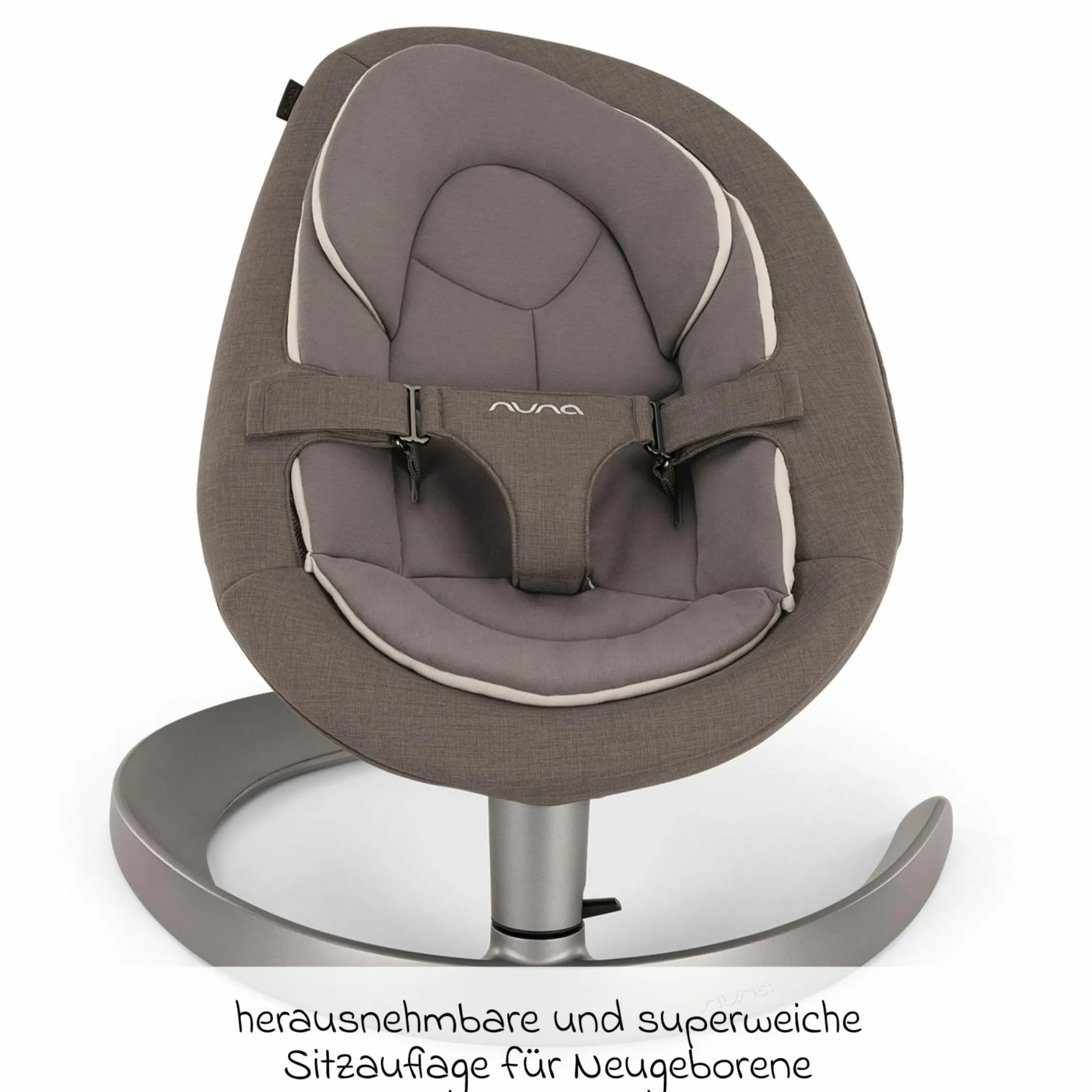 Babywippe LEAF grow ab Geburt - 60 kg inkl. Spielbügel mit 3 Spielfiguren - Granite - Kollektion 2025