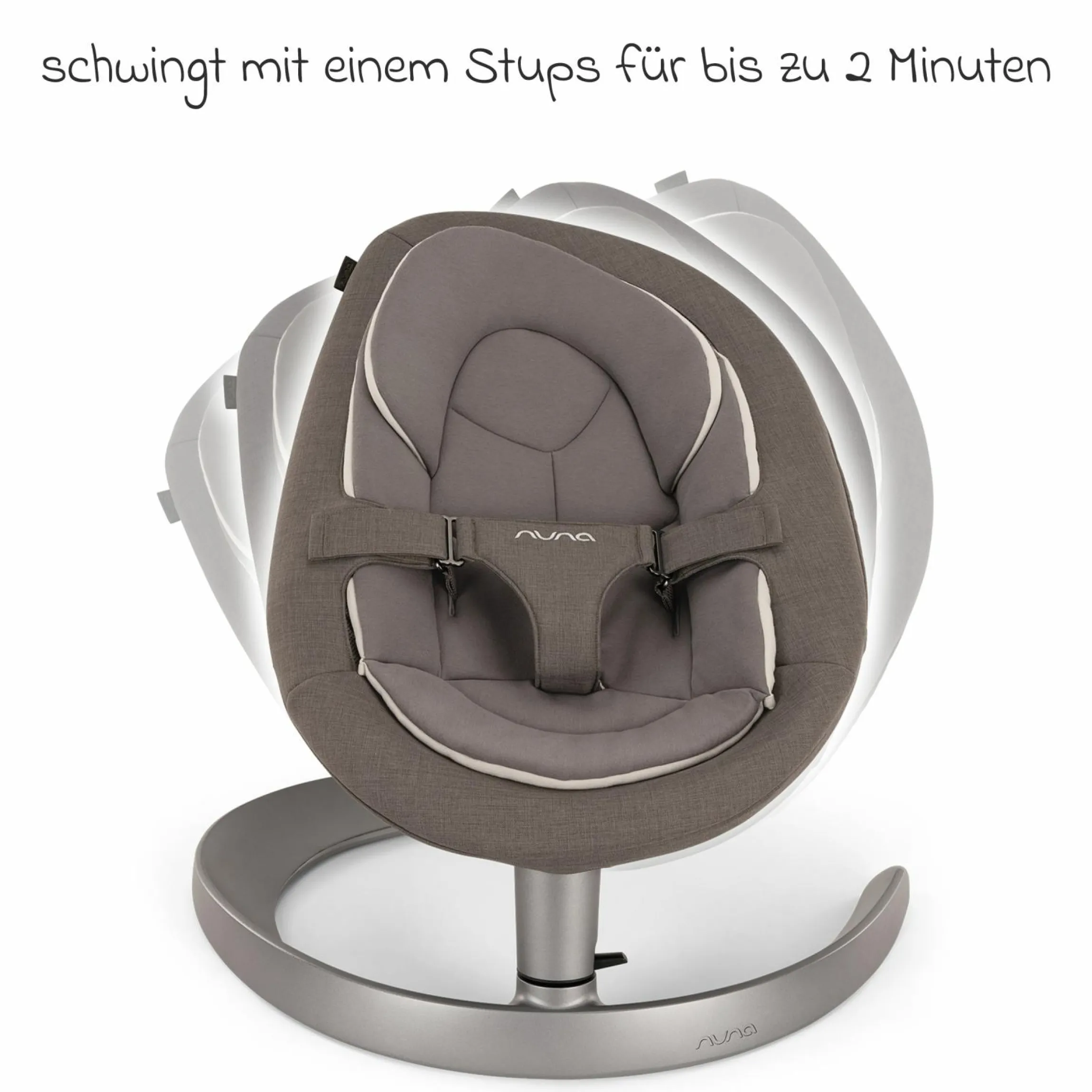 Babywippe LEAF grow ab Geburt - 60 kg inkl. Spielbügel mit 3 Spielfiguren - Granite - Kollektion 2025
