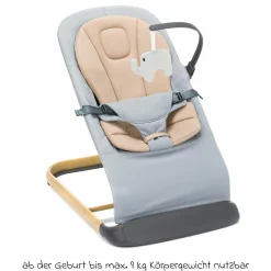 Babywippe Rocker mit 3 verstellbaren Positionen und Spielbügel mit Plüschfigur - Grau Beige
