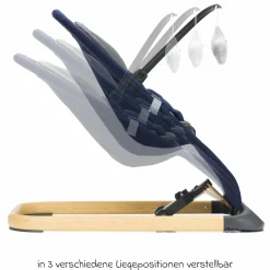 Babywippe Rocker mit 3 verstellbaren Positionen und Spielbügel mit Plüschfigur - Marine Grau