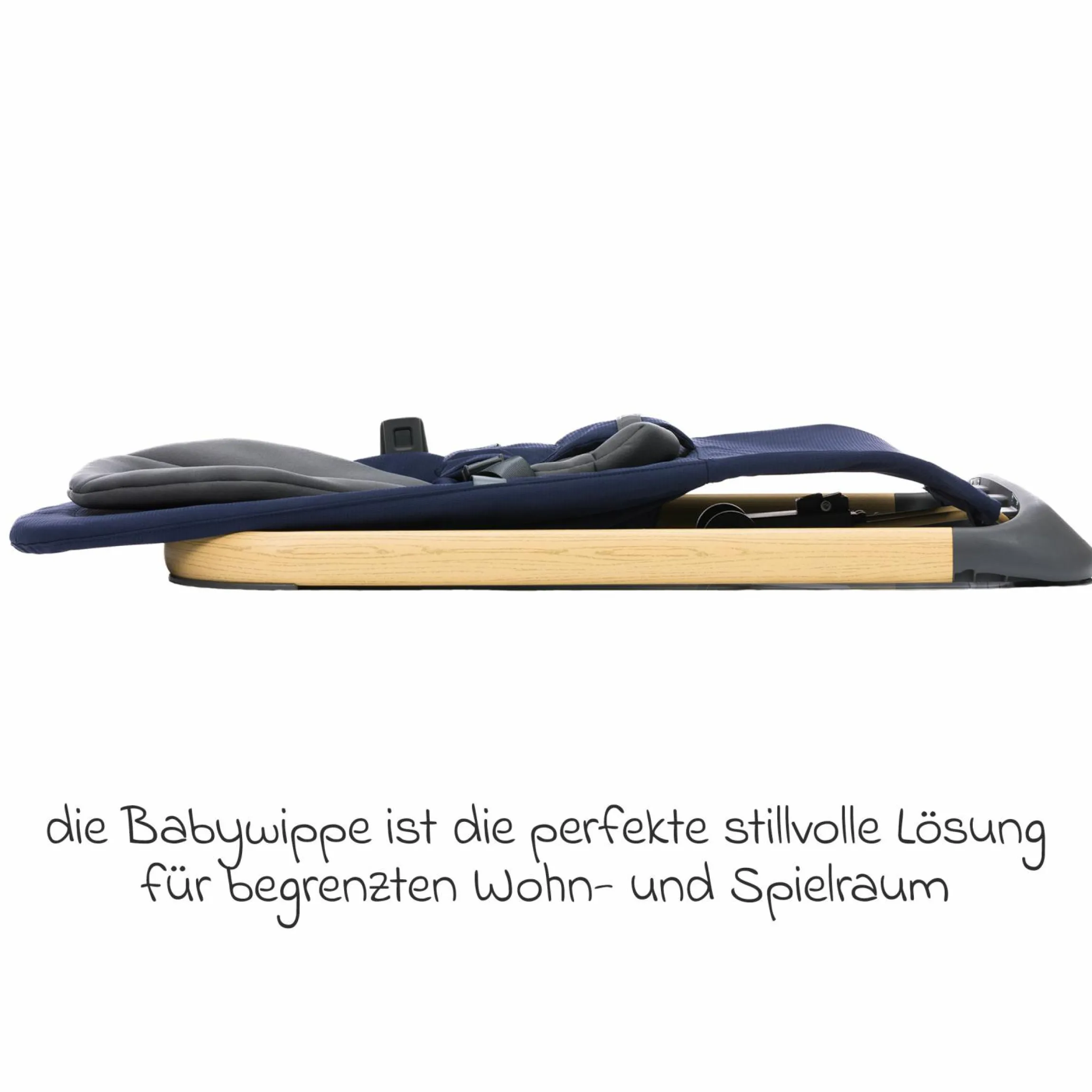 Babywippe Rocker mit 3 verstellbaren Positionen und Spielbügel mit Plüschfigur - Marine Grau
