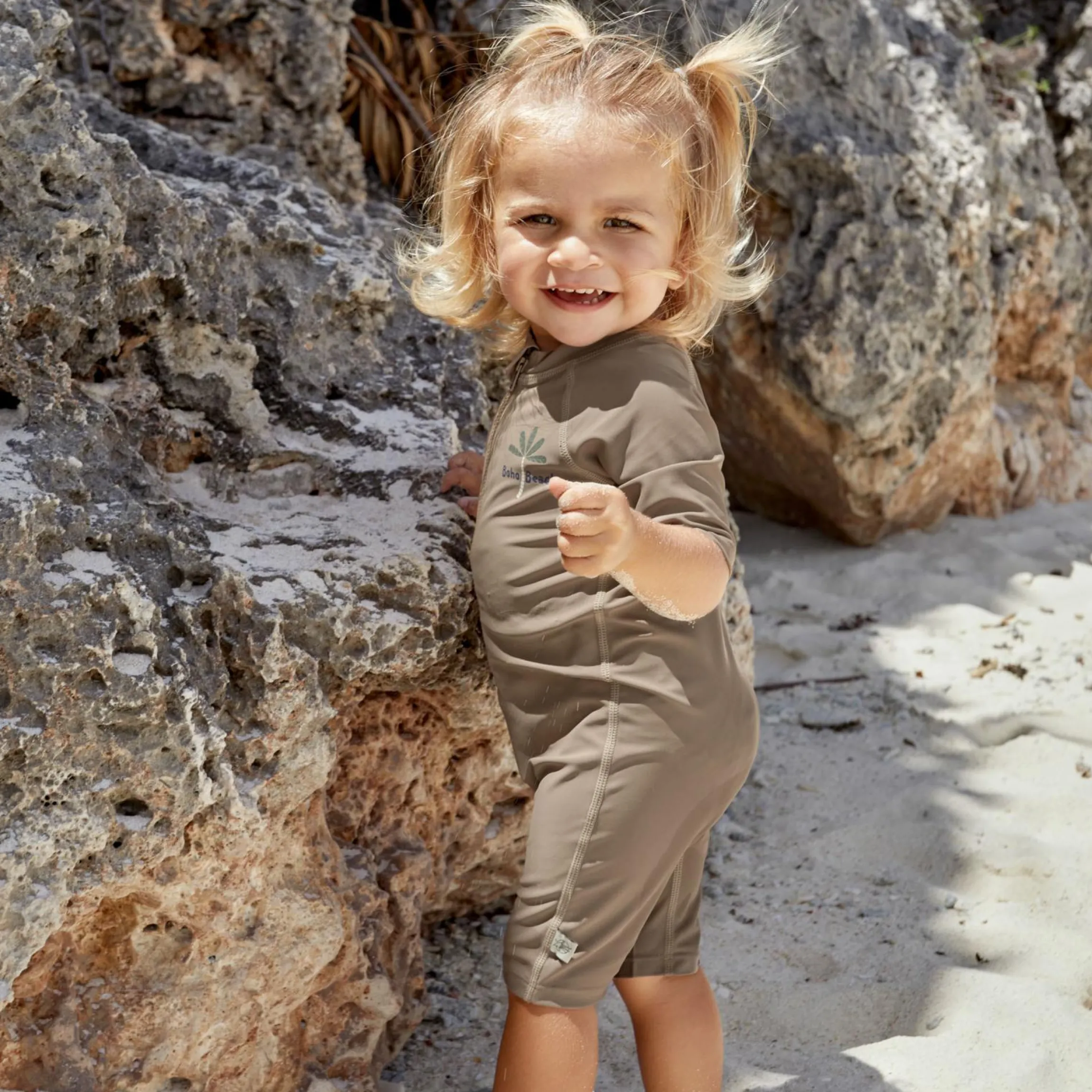 Badeanzug LSF Short Sleeve Sunsuit - Choco - Gr. 86