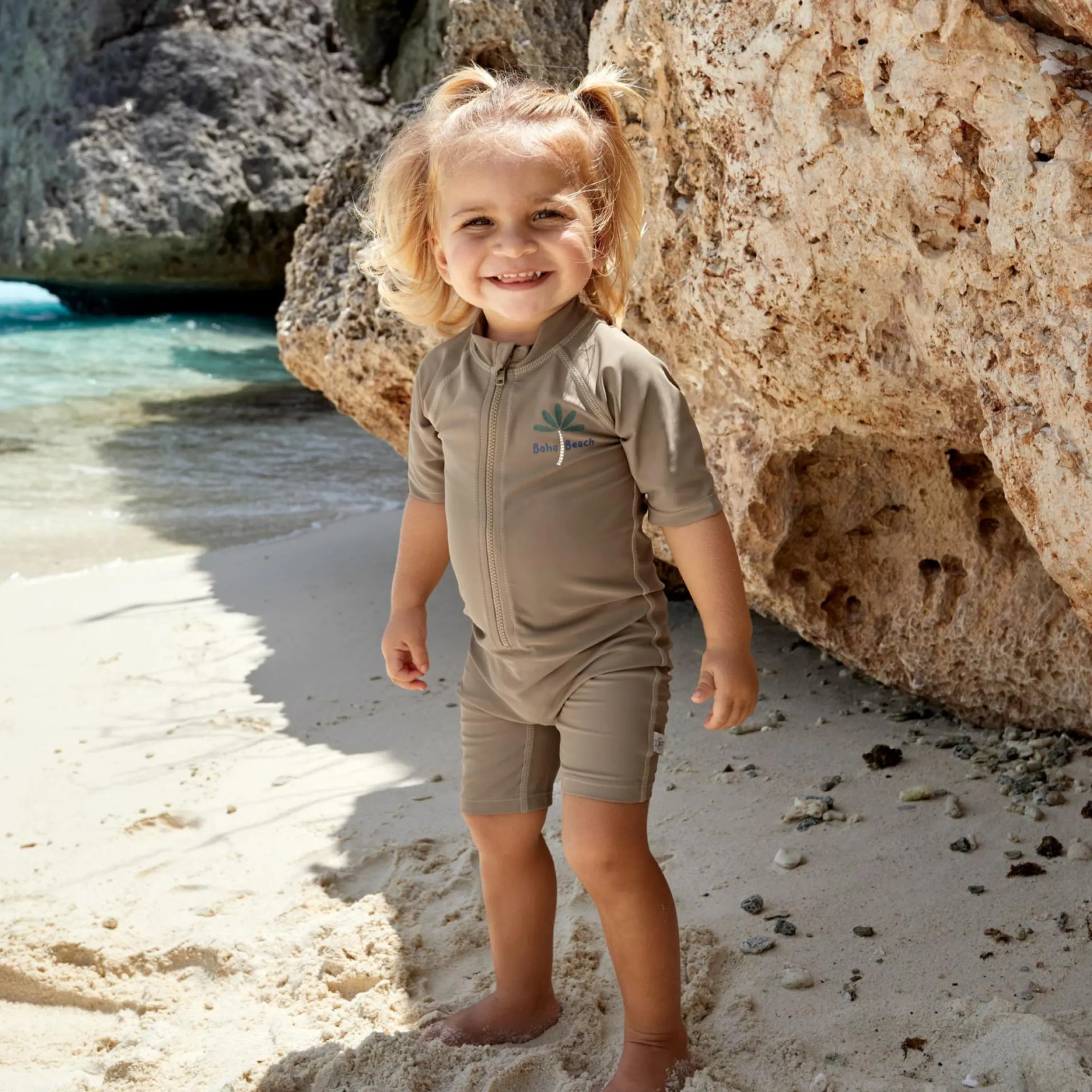 Badeanzug LSF Short Sleeve Sunsuit - Choco - Gr. 86