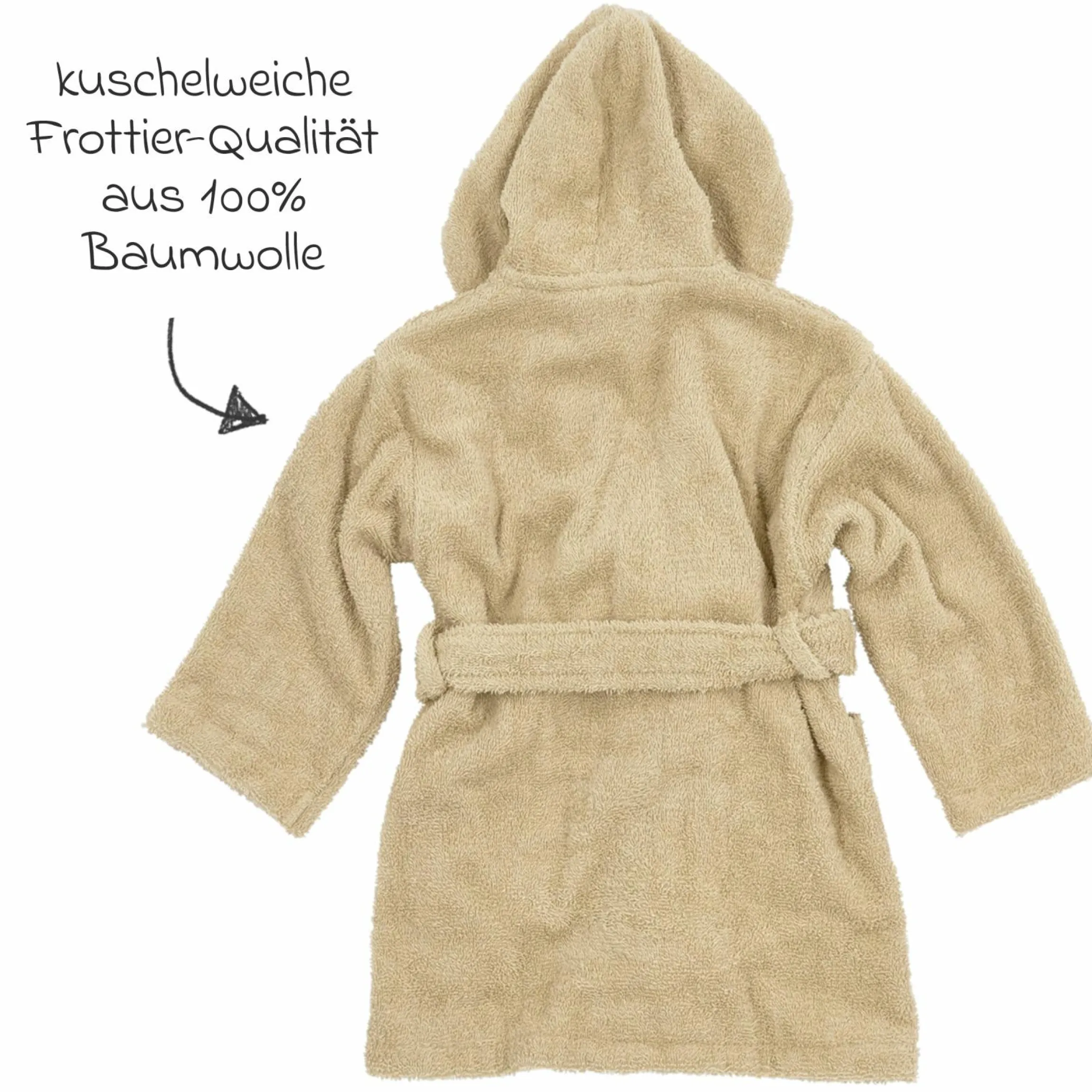Bademantel Frottee - Sand - Gr. 86/92