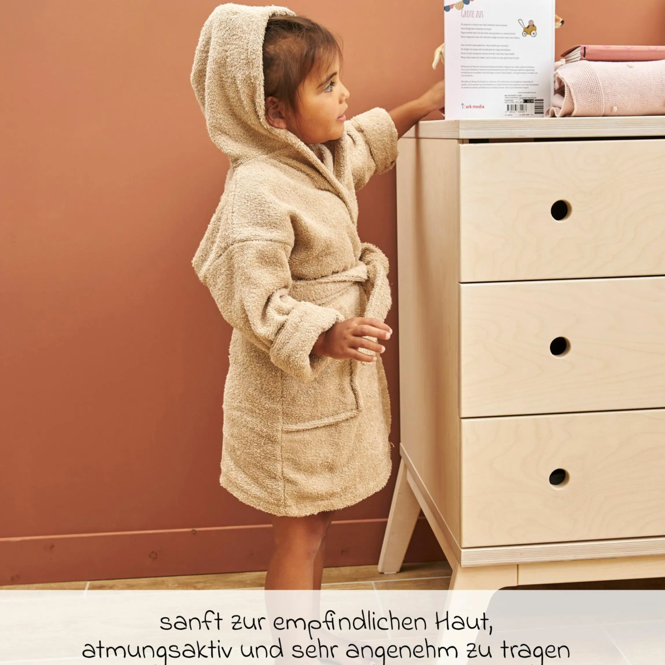 Bademantel Frottee - Sand - Gr. 86/92