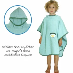 Bade-Poncho 75 x 60 cm - Stickerei Ente - Mint
