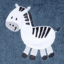 Bade-Poncho 75 x 60 cm - Stickerei Zebra - Dunkelblau
