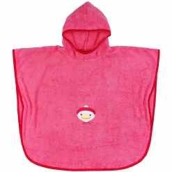 Bade-Poncho 75 x 60 cm - Stickerei Ente - Pink