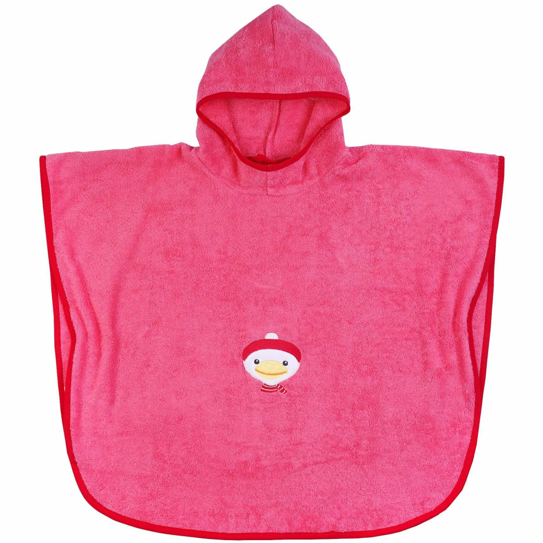 Bade-Poncho 75 x 60 cm - Stickerei Ente - Pink