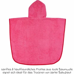 Bade-Poncho 75 x 60 cm - Stickerei Ente - Pink