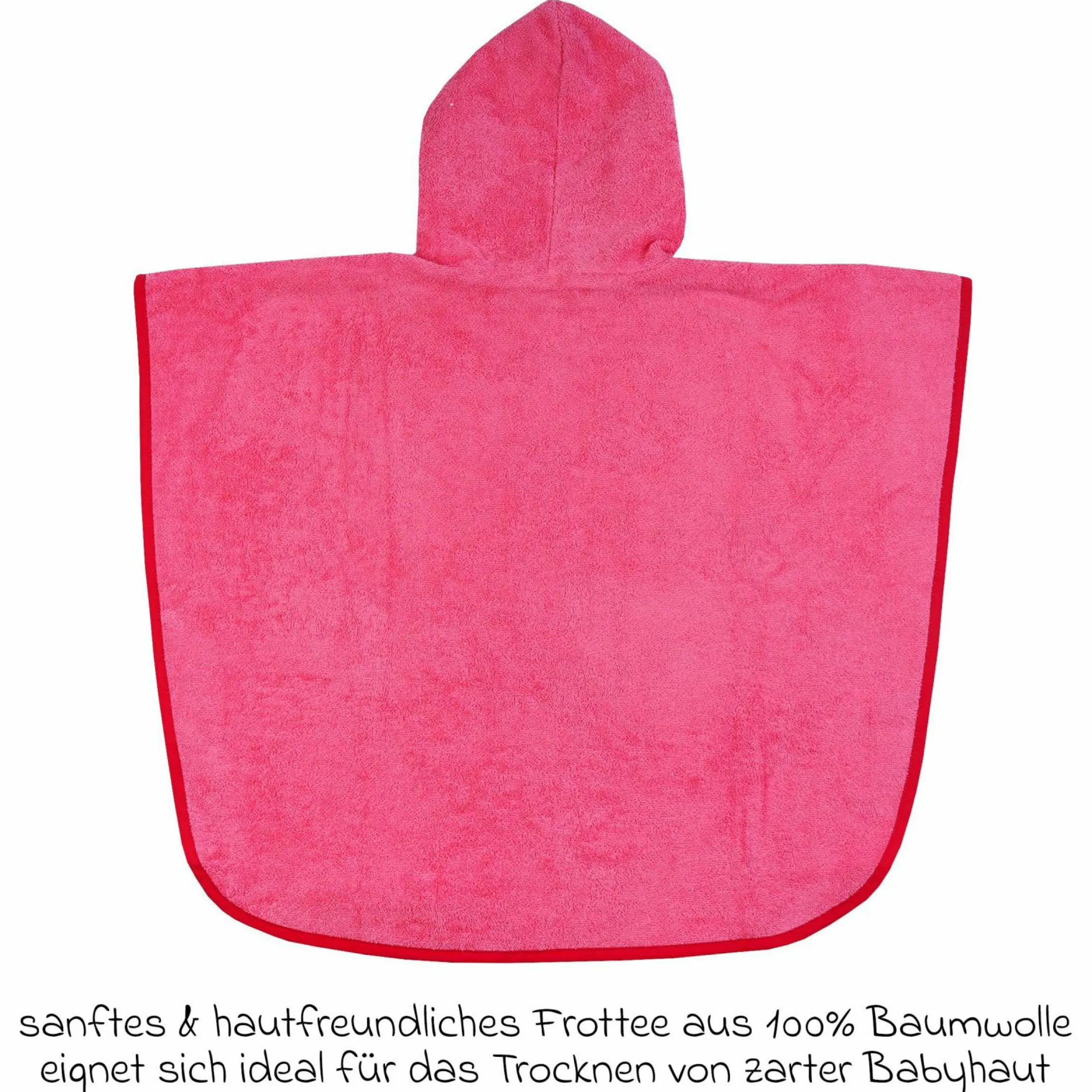 Bade-Poncho 75 x 60 cm - Stickerei Ente - Pink