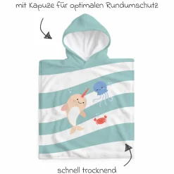 Badeponcho aus Baumwolle 65 x 65 cm - Ocean