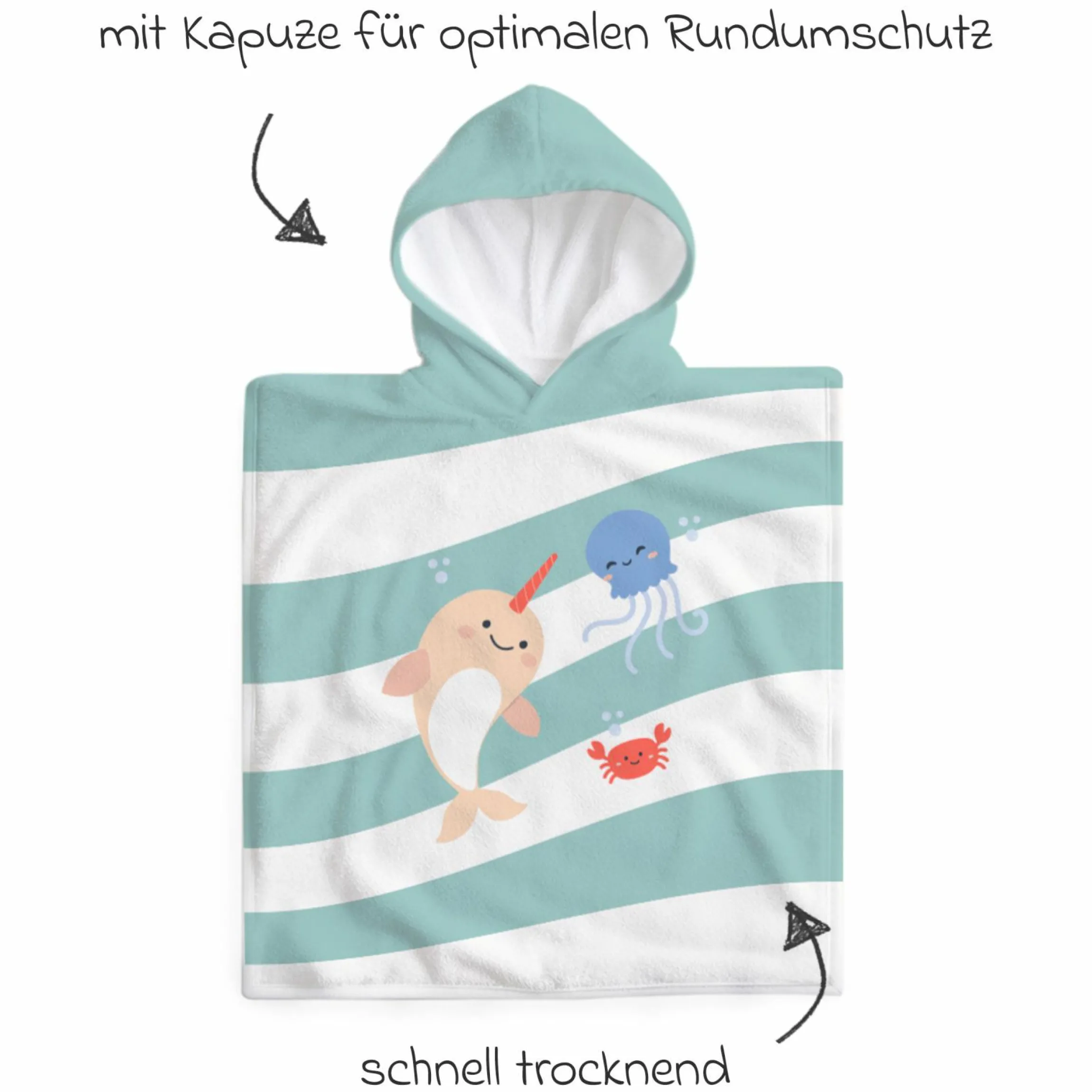 Badeponcho aus Baumwolle 65 x 65 cm - Ocean