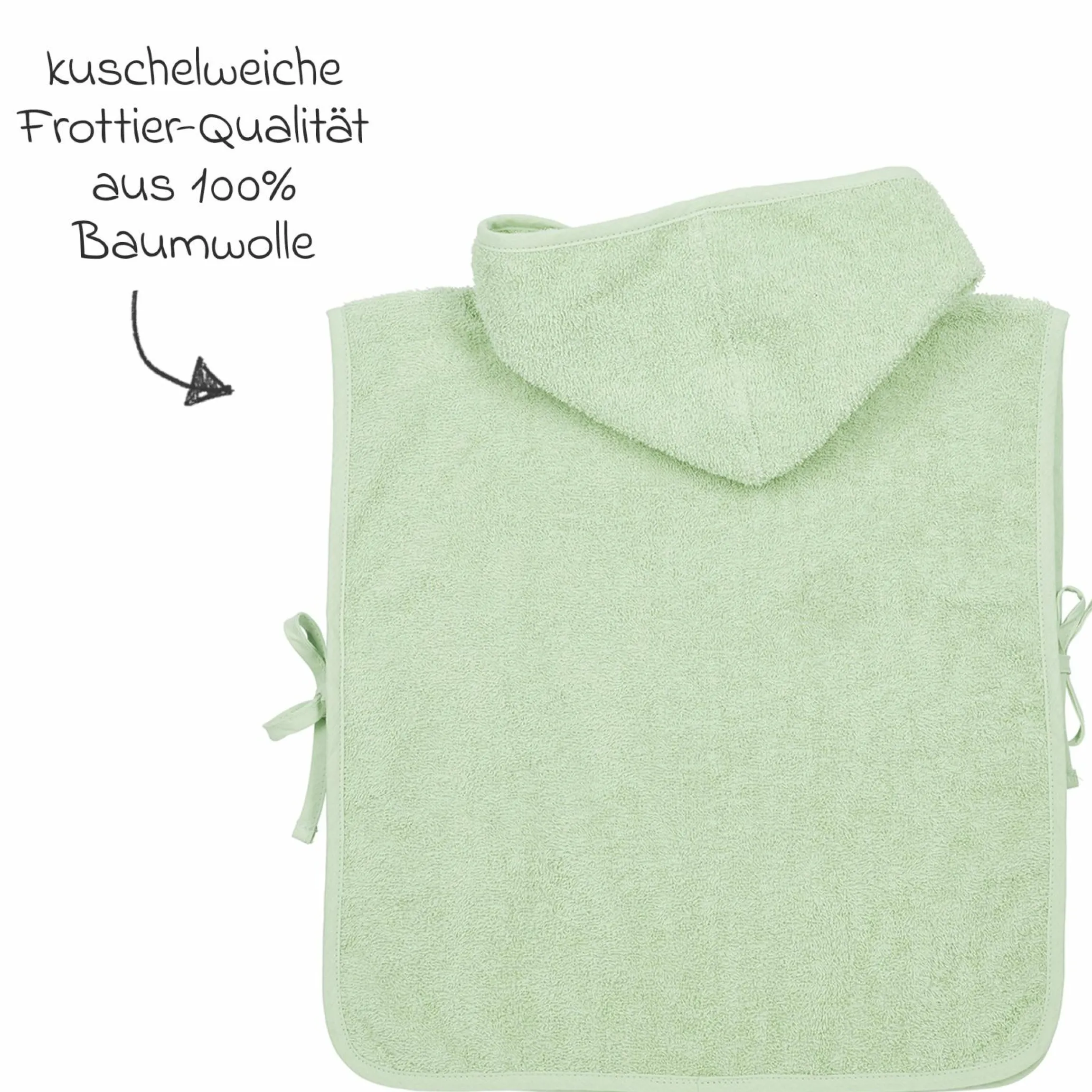 Badeponcho Frottee 1 - 3 Jahre - Soft Green