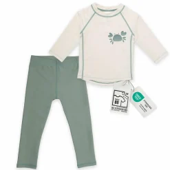 Bade-Set Shirt & Leggings mit UV-Schutz - Krabbe - Offwhite / Mint - Gr. 98