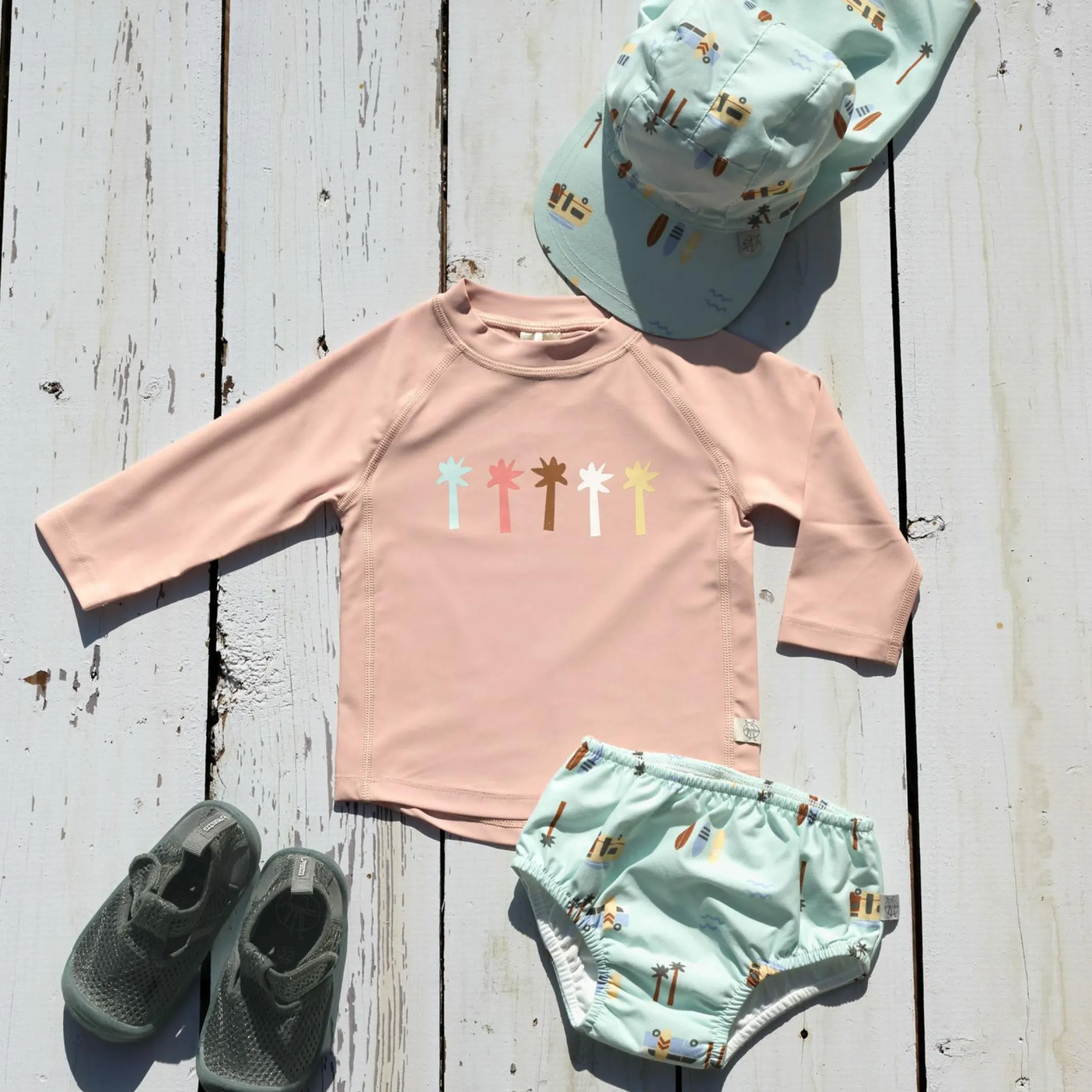 Bade-Shirt LSF Long Sleeve Rashguard - Palms - Peach - Gr. 98
