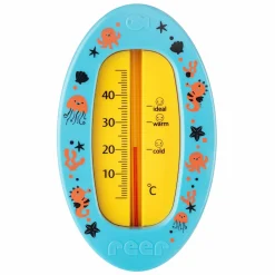 Badethermometer oval mit Markierung für die optimale Badethemperatur, quecksilberfrei - Blau