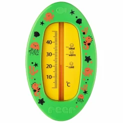 Badethermometer oval mit Markierung für die optimale Badethemperatur, quecksilberfrei - Grün