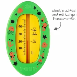 Badethermometer oval mit Markierung für die optimale Badethemperatur, quecksilberfrei - Grün