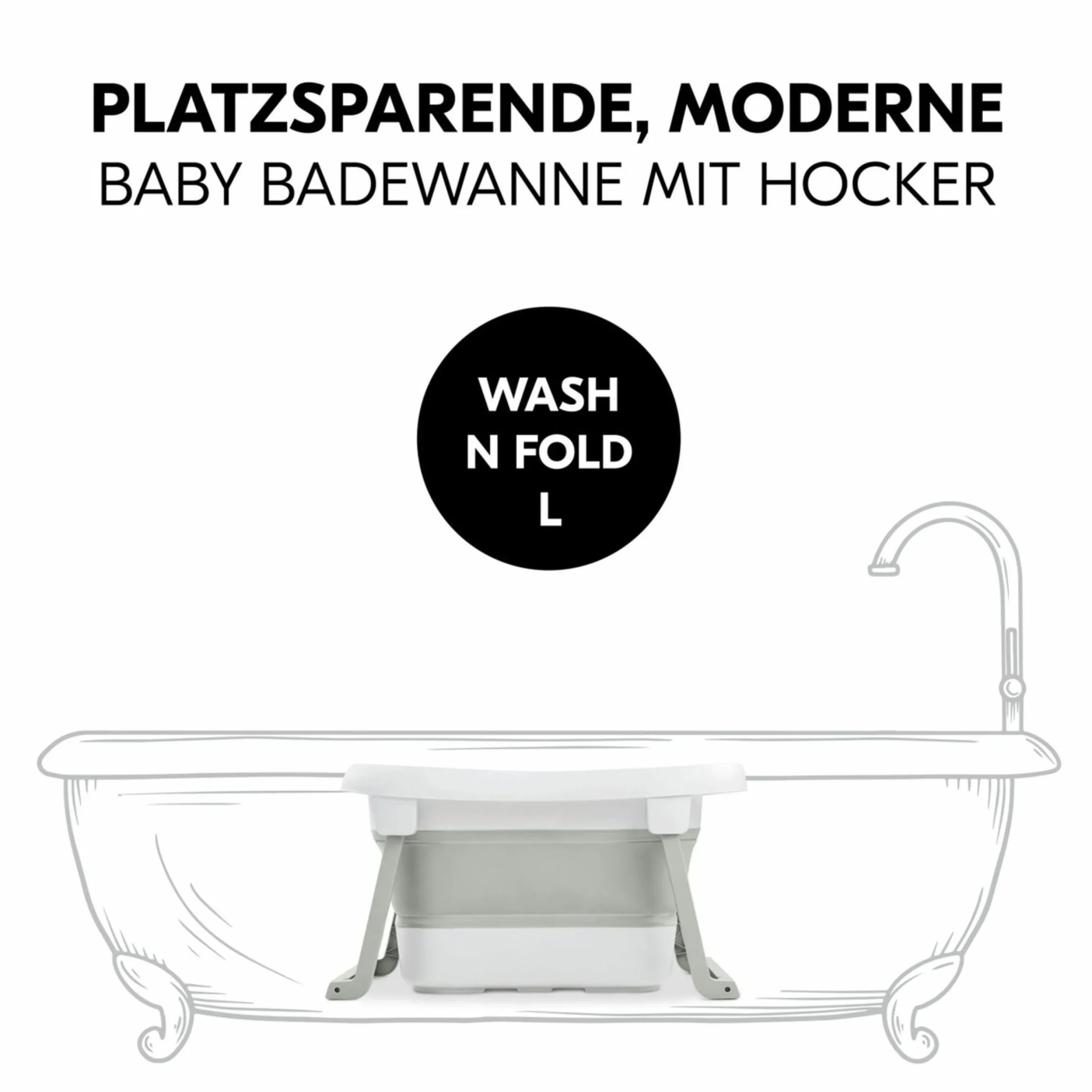 Badewanne Wash N Fold L - White / Sage - Gr. L