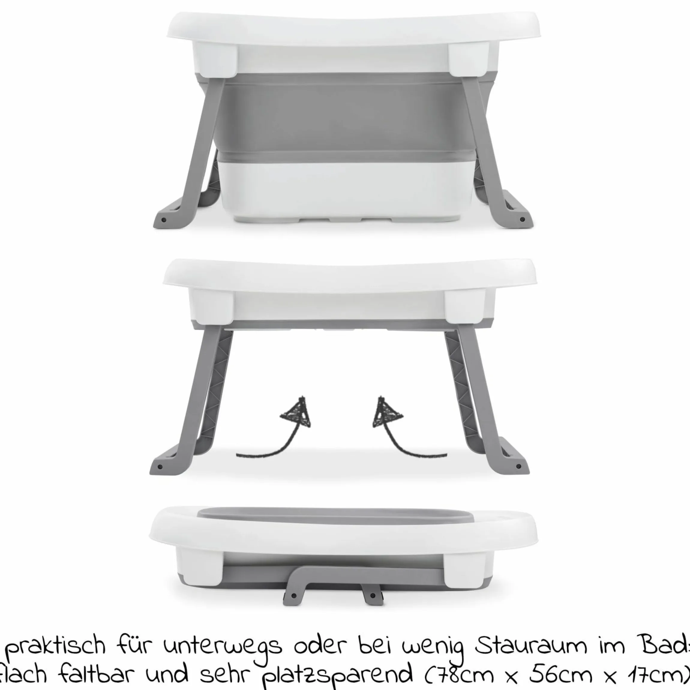 Badewanne Wash N Fold L - White / Stone - Gr. L