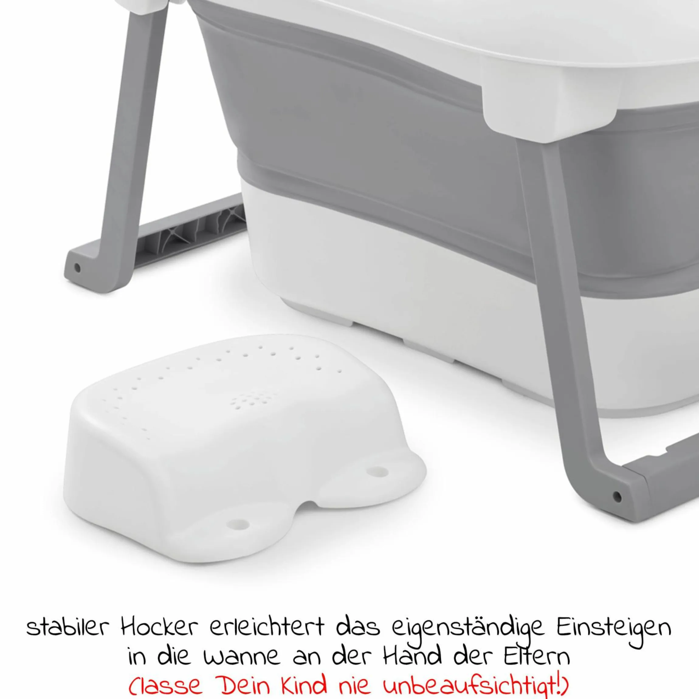 Badewanne Wash N Fold L - White / Stone - Gr. L