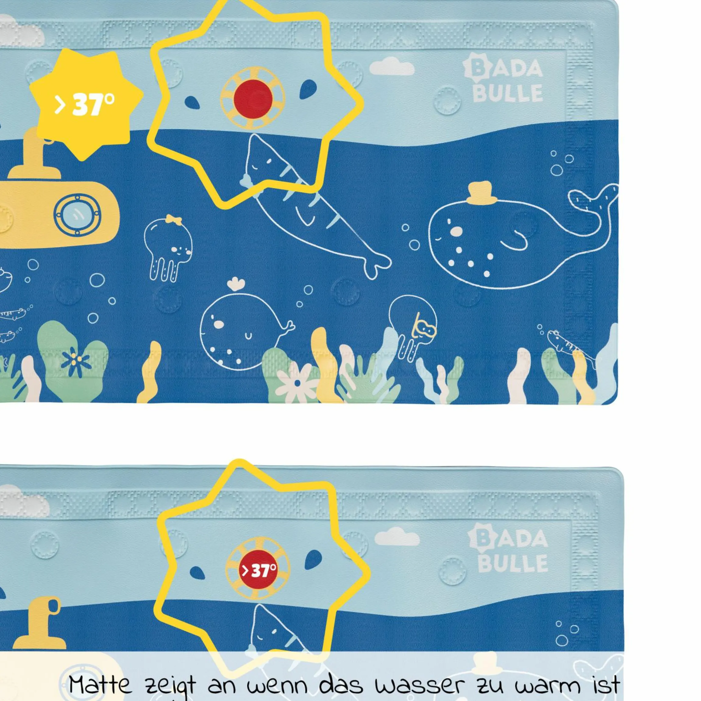 Badewannen-Matte mit Thermometer - Ocean