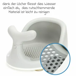 Badewannensitz Wal in ergonomischem Design mit rutschfesten Saugnäpfen - Grau