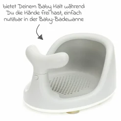 Badewannensitz Wal in ergonomischem Design mit rutschfesten Saugnäpfen inkl. 6er Pack Waschhandschuhe - Grau
