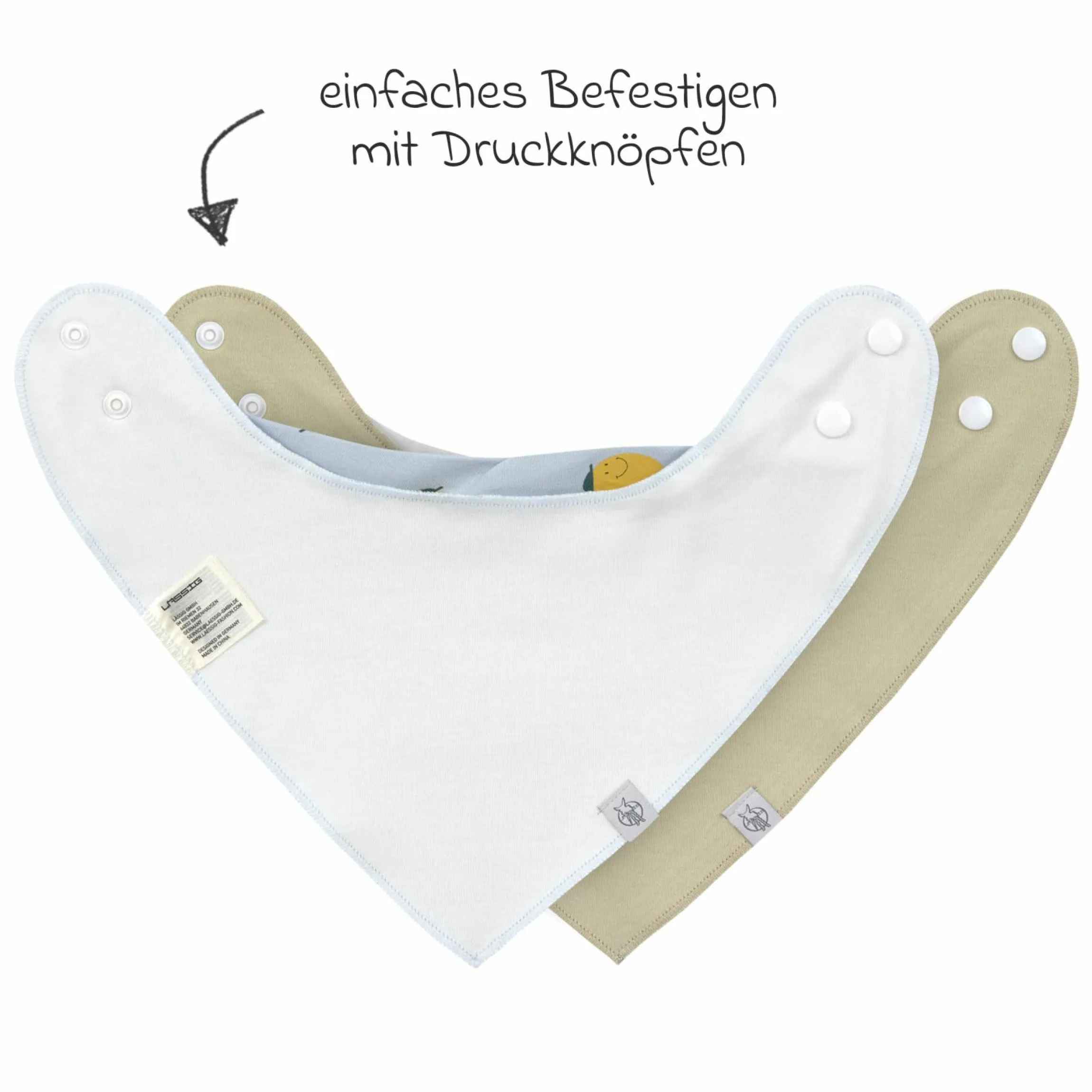 Bandana Lätzchen 2er Pack Cowl-Neck aus Bio-Baumwolle - Happy Fruits - Lemon