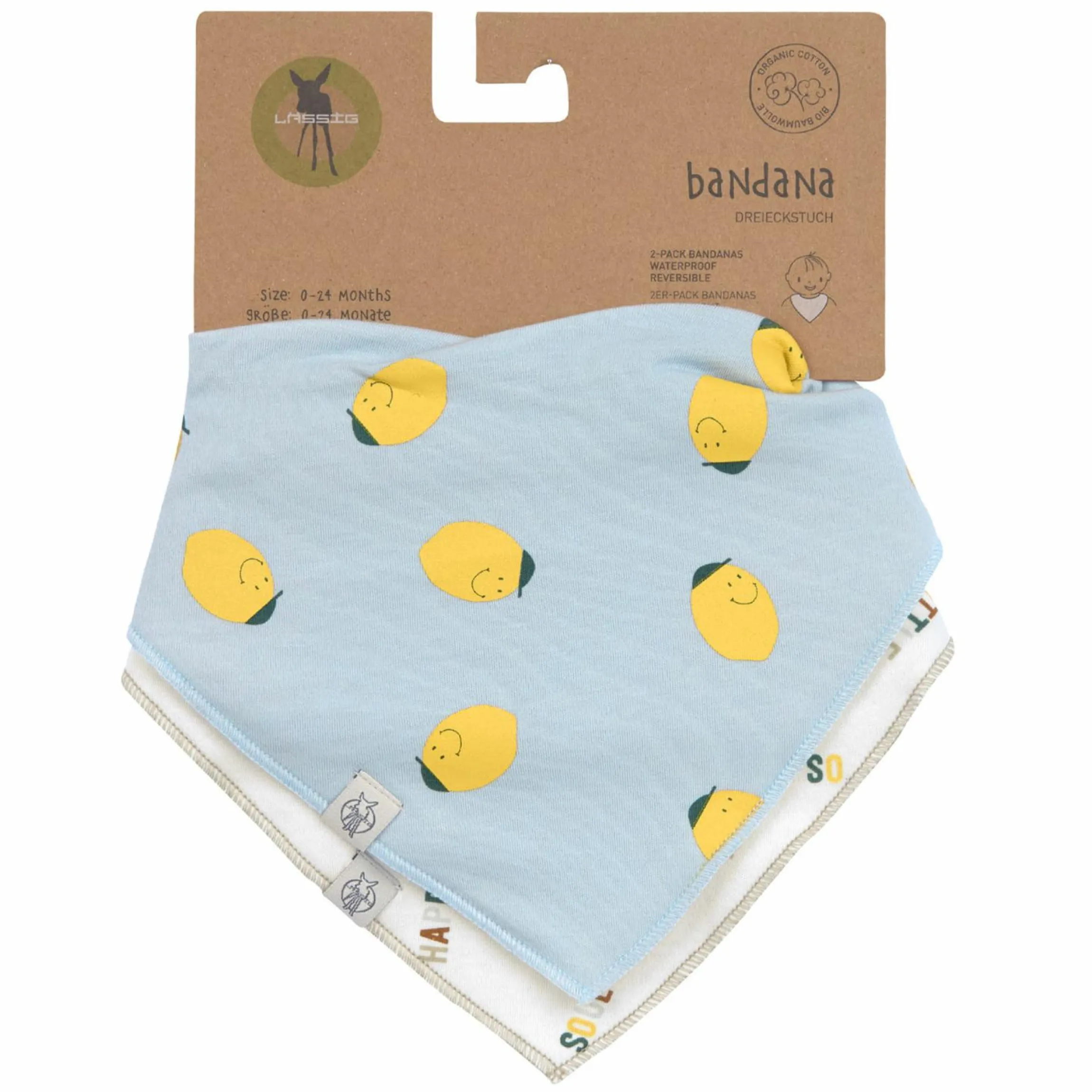 Bandana Lätzchen 2er Pack Cowl-Neck aus Bio-Baumwolle - Happy Fruits - Lemon