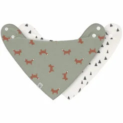 Bandana Lätzchen 2er Pack Cowl-Neck aus Bio-Baumwolle - Little Forest Fox - Olive