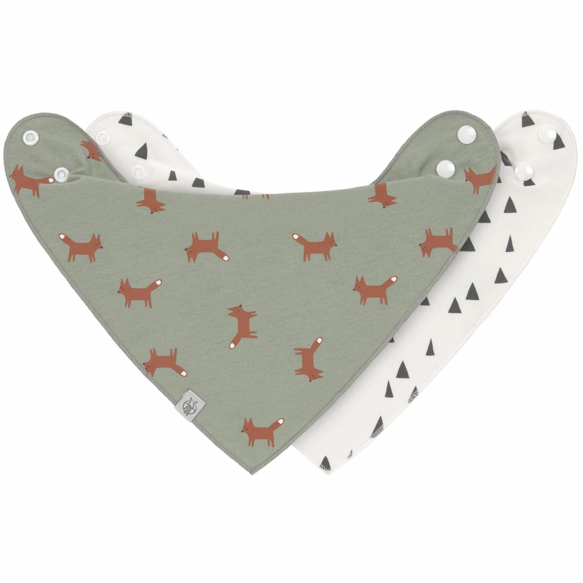 Bandana Lätzchen 2er Pack Cowl-Neck aus Bio-Baumwolle - Little Forest Fox - Olive