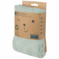 Baumwoll-Decke aus Organic Baumwolle - Strickoptik 80 x 80 cm - Lil Planet - Frosty Green